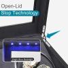 imageJampampT Technology 4 Watch Winder for Automatic WatchesWatch Winder Box with 6 Watch Storages  LED LightQuiet Mabuchi Motor4 Rotation ModesAC Adapter Black Carbon Fiber LeatherBlack Crocodile Skin
