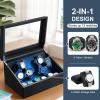 imageJampampT Technology Watch Winder for Automatic WatchesAutomatic Watch Winder with LED Light6 Watch Winder  6 Storage Case with Quiet Motor for ManWomans WatchesPU Snake SkinPU Snake Skin