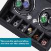 imageJampampT Technology Watch Winder for Automatic WatchesAutomatic Watch Winder with LED Light6 Watch Winder  6 Storage Case with Quiet Motor for ManWomans WatchesPU Snake SkinBlack Crocodile Skin