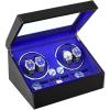 imageJampampT Technology 4 Watch Winder for Automatic WatchesWatch Winder Box with 6 Watch Storages  LED LightQuiet Mabuchi Motor4 Rotation ModesAC Adapter Black Carbon Fiber LeatherBlack Crocodile Skin