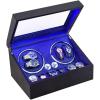 imageJampampT Technology Watch Winder for Automatic WatchesAutomatic Watch Winder with LED Light6 Watch Winder  6 Storage Case with Quiet Motor for ManWomans WatchesPU Snake SkinBlack PU