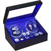 imageJampampT Technology Watch Winder for Automatic WatchesAutomatic Watch Winder with LED Light6 Watch Winder  6 Storage Case with Quiet Motor for ManWomans WatchesPU Snake SkinBlack Carbon Fiber Leather