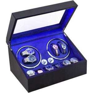 imageJampampT Technology Watch Winder for Automatic WatchesAutomatic Watch Winder with LED Light6 Watch Winder  6 Storage Case with Quiet Motor for ManWomans WatchesPU Snake SkinBlack PU